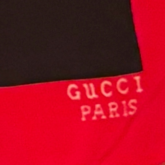 Gucci vintage Women's Floral Silk Scarf - Black, Red, Yellow - Picture 3 of 6